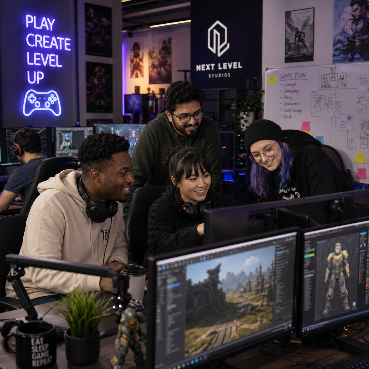 Gamers collaborating