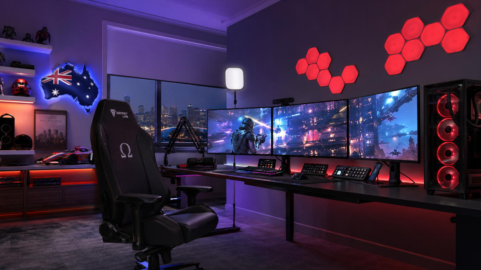 High-tech gaming setup